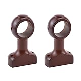 HEVSTIL 2-Pack Wood Curtain Rod Holder, Curtain Rod Bracket for 1 2/5" Pole, Brown