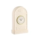 Belleek Claddagh Mantle Clock, 2.3”L x 4.8”W x 7.5”H - Handcrafted Fine Parian China Gift and Decoration
