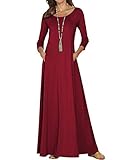 Jacansi Women Maxi Dress Baggy Ball Gown Party Long Beach Summer Dresses for Women Plus Size Wine Red XL