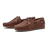 Chatham Women's Penang Dark Tan Leather Boat Shoes, 6