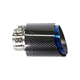 1 Piece Car Exhaust Tail Pipe Glossy Carbon Tail End Blue Stainless Steel Straight Muffler Tip Car Exhaust Muffler(Inlet51 Outlet114)