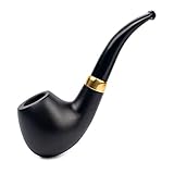 Dr. Watson - Tobacco Pipe, classic Bent Apple shape, Handcrafted from Maple Wood, Fits 9mm Filter (Black)