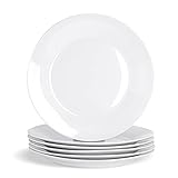 Argon Tableware 6-Piece Classic White Dinner Plates 27cm - Dishwasher and Microwave Safe Porcelain 10.5 inches Large Main Course Plate Dinner Serving Dishes Set