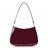 HiTotes Red Shoulder Bag Red Bag for Women Burgundy Handbag Patent Leather Shoulder Bag Y2K Bag Crescent Hobo Handbag Top Handle Handbag