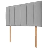 NK Velvet Upholstered Headboard for Divan Beds – 20-Inch Lined, Extra Padded Plush Headboard with Struts – Luxury Bedroom Furniture (Grey, 4ft 6inch Double)