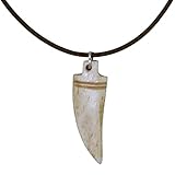 Fablinks Wolf Tooth Necklace for Men, Boys Necklace with Bone Bead Fang Pendant, Dinosaur Teeth Horn Necklaces with Round Leather Cord, 18 inches, Ox Bone, No Gemstone