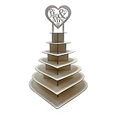 Skybook 7 Tier Wooden Chocolate Display Stand Tower, Personalised Mr & Mrs Heart Shape Dessert Candy 3D Holder Wedding Display Stand Rack Wedding Decoration Supplier Party Centrepiece