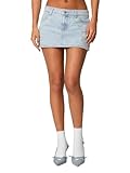 Acrawnni Womens Mini Denim Skirt Y2k Low Waist Slim Fit Button Cargo Denim Skirts Vintage Punk Bodycon Jeans Mini Skirt Streetwear (B-Light Blue, M)