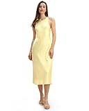 LilySilk 100% Silk Maxi Dress for Women 100% 22 Momme Undyed Natural Golden Cocoon Silk Pullover Dresses Bias Cut Sleeveless(Golden,8)
