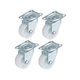 QOPAHI 25mm Castor Wheels - Small Trolley Swivel Casters with Rubber Base Ball Bearing, Single Furniture Wheels to Move Heavy Objects(Pack of 4, White)