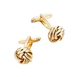 1 Pair Gold Cufflinks for Men,Simple Lady Men's Cufflinks,Fashion Unisex Cuff Links,Durable Metal Dress Shirt Studs,Compact Knot Twisted Shirt Studs,for Suit Dress Shirt Accessories Wedding