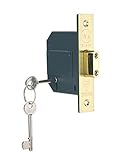 Yale British Standard 5 Lever Mortice Deadlock, High Security, Visi Pack, Suitable for External Doors, Brass Finish, 2.5 Inch/64 mm