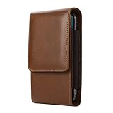 Dual Mobile Phone Holster Pouch Case for 2 Phones, PU Leather Double Decker Belt Clip Phone Holder for iPhone 15 Pro Max 14 Pro Max 13 12 Pro Max iPhone XR XS Max OnePlus 11 Nord 2 5G (Brown)