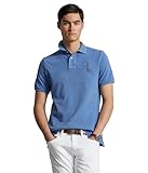 Polo Ralph Lauren Men's Custom Slim Fit Big Pony Mesh Polo Shirt, Nimes Blue, XXL