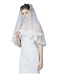 BEAUTELICATE Wedding Bridal Veil Drop Blusher Elbow Veil Metal Comb V125 Ivory