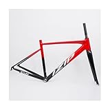44CM 47CM 50CM 52CM Road Bike Frameset 700C Aluminum Alloy Quick Release Frame 100/130mm C Brake BSA BB68 Carbon Fiber Tapered Fork(Black Red,50cm)