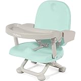 Yoleo Portable High Chair for Babies and Toddlers, Booster Seat for Dining Chair, 6 Months to 3 Years, 15 kg, Height Adjustable, with Cushion Pads, Removable Tray (Mint Green)
