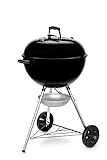 Weber Original Kettle E-5710 Charcoal Barbecue/Porcelain-Enamelled Lid & Bowl, 57 cm Cooking Surface, One-Touch Cleaning System, Lid Thermometer, Tripod Stand and Wheels, Black