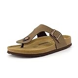 CUSHIONAIRE Women's Leah Cork Footbed Sandal with +Comfort, Brown 6.5 UK