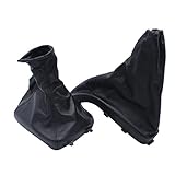 SHLPDFM Vauxhall Astra G 1998-2009 Gear Stick Gaiter + Handbrake Gaiter Black Genuine Leather
