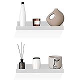GEEZY Set of 2 Floating Wall Shelves Picture Ledge Display Racks Book Hanging Shelf (White, 30 x 10 x 5 cm)