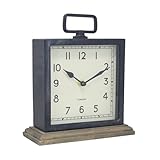 21CM Contemporary Rustic Metal Wood Square Mantel Mantle Clock