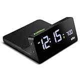 Braun Digital Alarm Clock with VA LCD Display, 10W Qi Wireless Fast-Charging Pad, Automatic Backlight Adjustment, Quick Set, Beep Alarm in Black, model BC21B.
