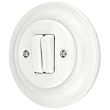 Flush-mounted Porcelain Retro Double Switch, All-in-One, Series PR1 white