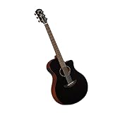 YAMAHA APX600M Electro-Acoustic Guitar – Matte Finish, Slim Thinline Body, 25” Scale, Solid Top, System65 Pickup with EQ and Tuner – Smokey Black