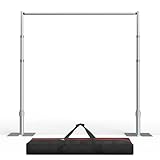 EMART Pipe and Drape Backdrop Stand Kit, 3mx3m Background Support Heavy Duty, Adjustable Metal Frame 10x10ft for Wedding, Birthday, Party, Banquet Decorations - Silver