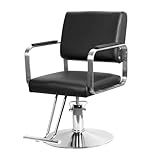 kamulouk Hydraulic Barber Chair, Salon Chair for Hair Stylist, 360° Swivel, Heavy Duty Styling Chair with Height Adjustable, Shampoo Beauty Salon Chair for Hair Stylist Women Men Black