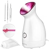 Facial Steamer, Wolady Nano Ionic Face Steamer for Pores with UV Light Hot Mist Moisturizing Sprayer Home Sauna SPA Bonus Blackhead Extractor Kit (Pink)