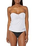 Catalina Women's Twist Front Bandeau Tankini Swimsuit Top, White, XL