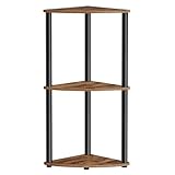 SONGMICS HOME Superfast Toolless Assembly, 3-Tier Corner Shelf, Corner Shelving Unit, Corner Storage Stand, 38.3 x 27 x 70.6 cm, Living Room, Bedroom, Kitchen, Rustic Brown LBC620K01