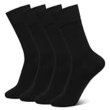 ZAKASA Men's Bamboo Business Socks: Plain Comfortable Casual Seamless Socks Women Moisture Wicking Soft Top for Office UK 8-11 Black 4 Pairs