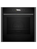 NEFF N70 B54CR71G0B Slide and Hide Single Oven with Pyrolytic Self Cleaning, CircoTherm, 3.7" Full Touch Display, Soft Open, Integrated, 60 x 60cm, Graphite Grey