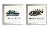 Key Expressions Personalised Classic Car Glass Drinks Coaster for MORRIS MINOR Enthusiasts (2 DESIGNS - SALOON or TRAVELLER)