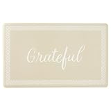 MARTHA STEWART Bloomfield Grateful Border Kitchen Mat, Comfort Standing Mat, Non-Slip Backing, Water Resistant, Beige, 18"x30"