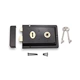 Infinity Decor Epoxy Black Fluted Rim Lock Set – Traditional Gate Locks for Wooden Garden Gates and External Doors
