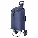 Hoppa 57Ltr Lightweight Shopping Trolley 2024 Model, Hard Wearing & Foldaway for Easy Storage With 1 years Guarantee(Navy)