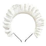 Driibubur Delicate Headband Elegant Hollow Out Pattern Pleated Laces Hair Hoop Party Headpiece Cosplay Costume Props for Women headband maid headband white color pleated lace headbands for