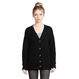 LUXE DIVA New Womens Everyday Long Sleeve Button Top Ladies Chunky Aran Cable Knit Grandad Cardigan UK Size 8-26 Black
