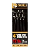 Korda Guru QM1 4" Bait Bands Hair Rigs Barbless | Pre-Tied Carp Fishing Rigs | Ideal for Pellets, Wafters, and Boilies | Durable Barbless Design for Carp Fishing