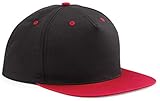 WM SPORTS Personalised Snapback Rapper Baseball Caps Customised Rapper Adults Cap Printed Hip Hop Caps/Hats with Text/Name or Logo or Plain (Black/Red)