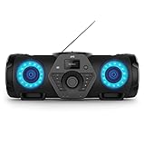 JVC RV-NB300DAB Boombox DAB Radio, Bluetooth, USB & CD Speaker System, Microphone/Guitar Input, Powerful Amplifier and Subwoofers (Black)