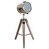 HOMCOM Vintage Tripod Table Desk Lamp Bedside Light Spotlight Brass Antique Searchlight Wooden Base