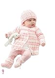 King Cole 5700 Knitting Pattern Baby Cardigan Top Matinee Coat Hat Bootees in Baby Stripe DK