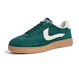 LUCKY STEP Women's Retro Fashion Sneakers Classic Casual Walking Shoes Non Slip Comfort Skate Shoes (Green/Beige, 8US-38EU-5UK)