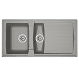 Liquida AR15GR 1.5 Bowl Composite Reversible Inset Grey Kitchen Sink with Waste