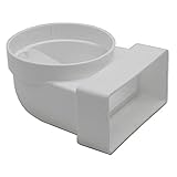 Kair Elbow Bend Adaptor 110mm x 54mm to 100mm - 4 inch Rectangular to Round 90 Degree Bend Adapter for Converting to Different Size Plastic Ducting Systems - Female